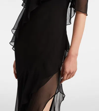 The Sei Ruffled Silk Chiffon Maxi Dress In Black