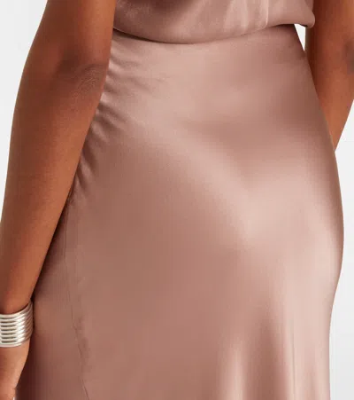 The Sei Silk Satin Maxi Skirt In Brown