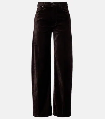 Citizen Of Humanity Womens Citizens Of Humanity Ayla Baggy Wide-leg High-rise Velvet Jeans In Brown