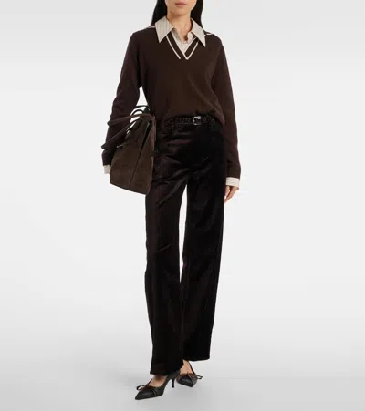 Citizen Of Humanity Womens Citizens Of Humanity Ayla Baggy Wide-leg High-rise Velvet Jeans In Brown