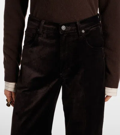 Citizen Of Humanity Womens Citizens Of Humanity Ayla Baggy Wide-leg High-rise Velvet Jeans In Brown