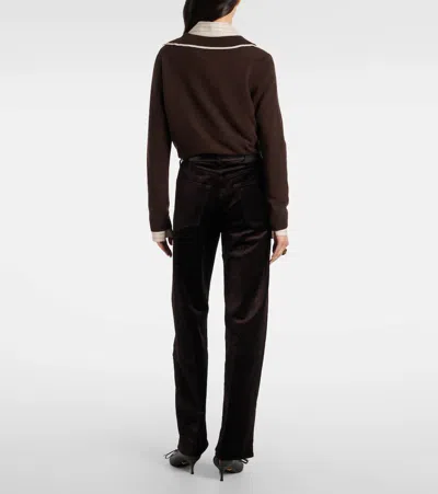 Citizen Of Humanity Womens Citizens Of Humanity Ayla Baggy Wide-leg High-rise Velvet Jeans In Brown