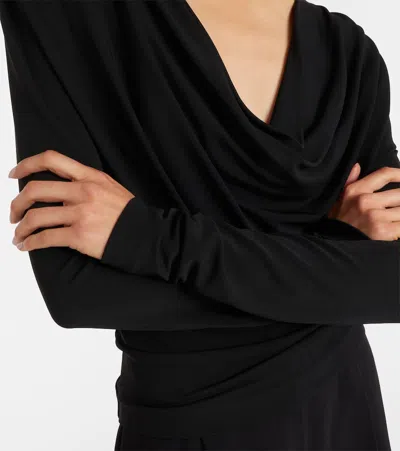Wardrobe.nyc Evening Draped Cowl-neck Stretch-crepe Top In Black