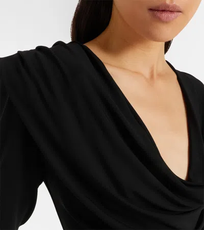 Wardrobe.nyc Evening Draped Cowl-neck Stretch-crepe Top In Black