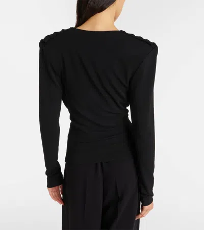 Wardrobe.nyc Evening Draped Cowl-neck Stretch-crepe Top In Black