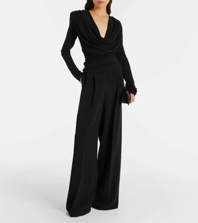 Wardrobe.nyc Evening Draped Cowl-neck Stretch-crepe Top In Black