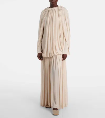 Calvin Klein Collection Angelina Draped Gown In Neutral