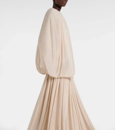 Calvin Klein Collection Angelina Draped Gown In Neutral