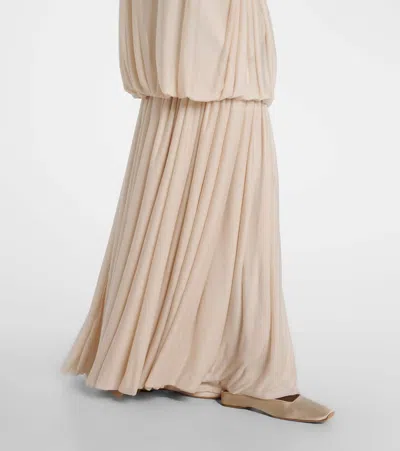 Calvin Klein Collection Angelina Draped Gown In Neutral