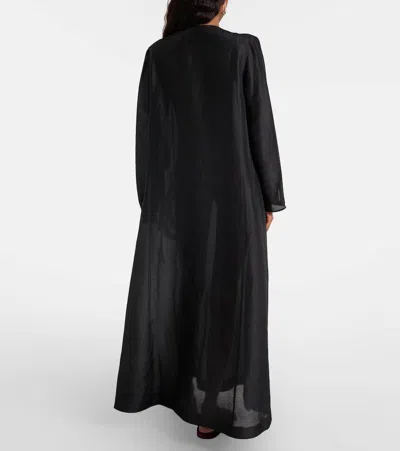 Tory Burch Pleated Linen And Silk Kaftan In Black
