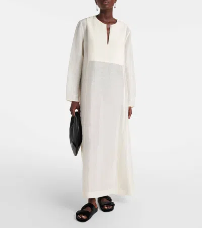 Tory Burch Linen-silk Pleated Midi Kaftan In White
