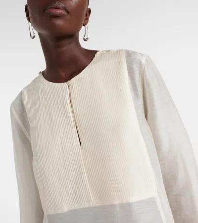 Tory Burch Linen-silk Pleated Midi Kaftan In White