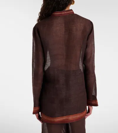 Tory Burch Striped Linen Tunic In Multi