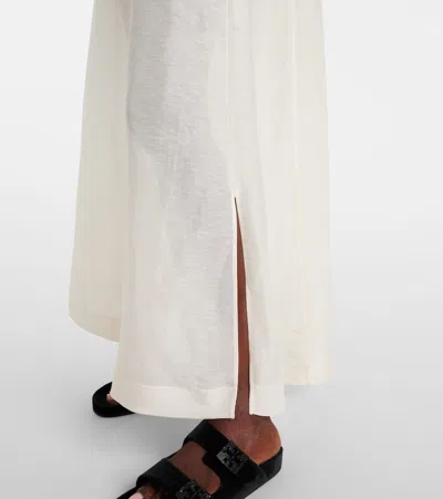Tory Burch Linen-silk Pleated Midi Kaftan In White