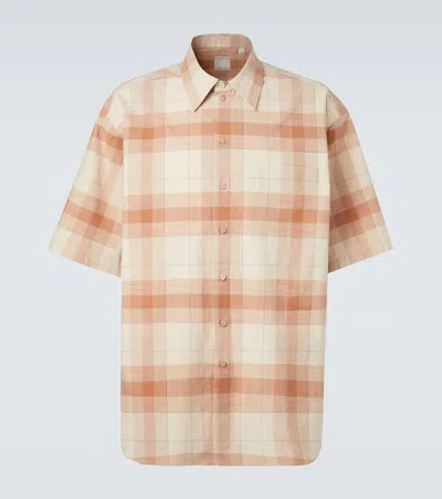 Calvin Klein Collection Tommy Checked Oversized Cotton Bowling Shirt In Brown