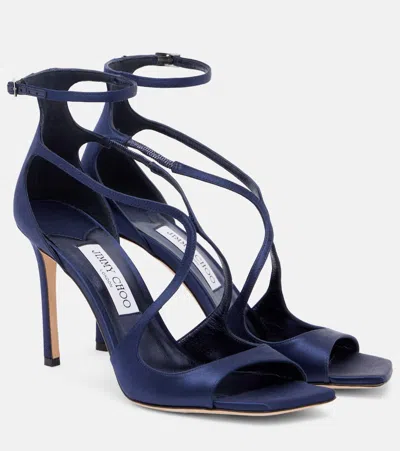 Jimmy Choo Azia 95 Satin Sandals In Blue