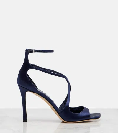 Jimmy Choo Azia 95 Satin Sandals In Blue
