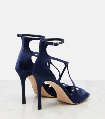 Jimmy Choo Azia 95 Satin Sandals In Blue