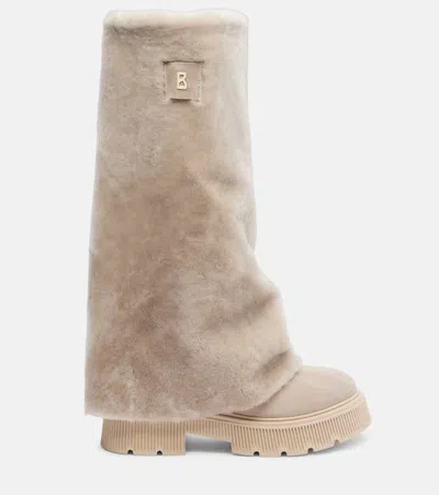 Bogner Turin Shearling And Suede Boots In Neutral