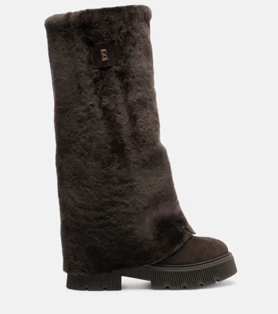 Bogner Turin Shearling And Suede Boots In Brown