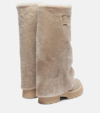 Bogner Turin Shearling And Suede Boots In Neutral