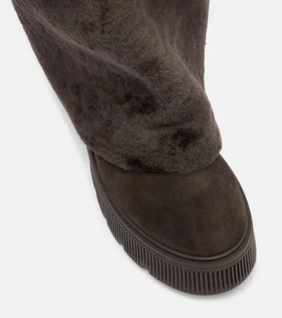 Bogner Turin Shearling And Suede Boots In Brown