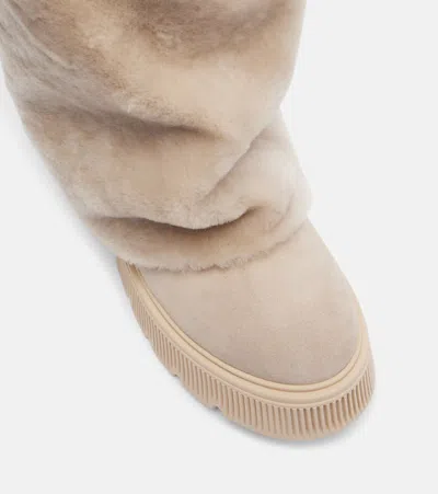 Bogner Turin Shearling And Suede Boots In Neutral