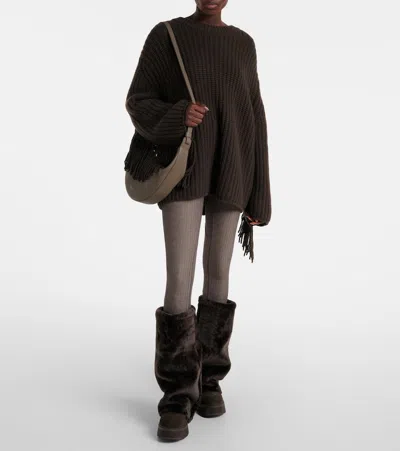 Bogner Turin Shearling And Suede Boots In Brown