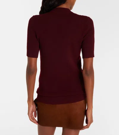 Prada Openwork Motif Wool Sweater With Pendants In Burgundy
