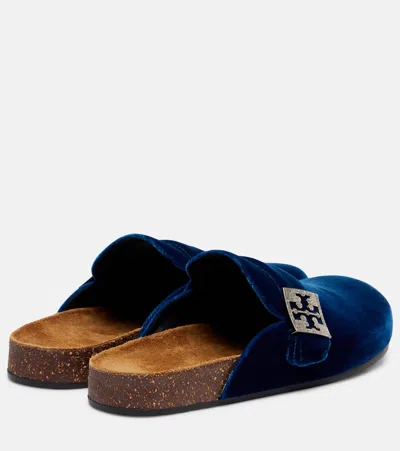 Tory Burch Mellow Embellished Velvet Mules In Blue