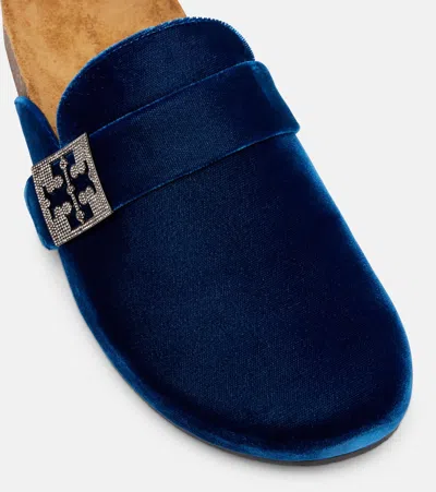 Tory Burch Mellow Embellished Velvet Mules In Blue
