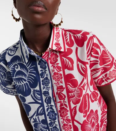 Farm Rio Cashew And Birds Cotton Shirt In Multi