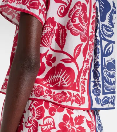 Farm Rio Cashew And Birds Cotton Shirt In Multi