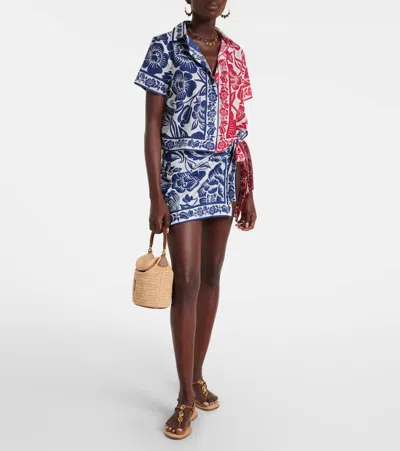 Farm Rio Cashew And Birds Cotton Shirt In Multi