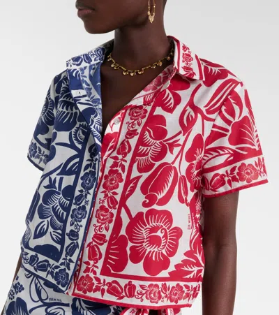 Farm Rio Cashew And Birds Cotton Shirt In Multi