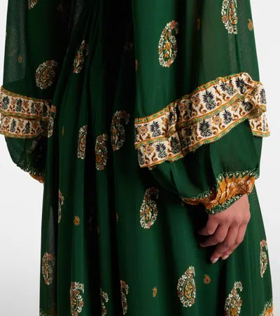 Farm Rio Ayla Green Maxi Dress With All-over Floral Motif In Viscose Woman
