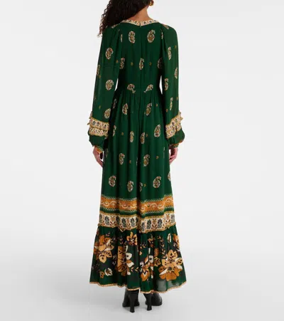 Farm Rio Ayla Green Maxi Dress With All-over Floral Motif In Viscose Woman