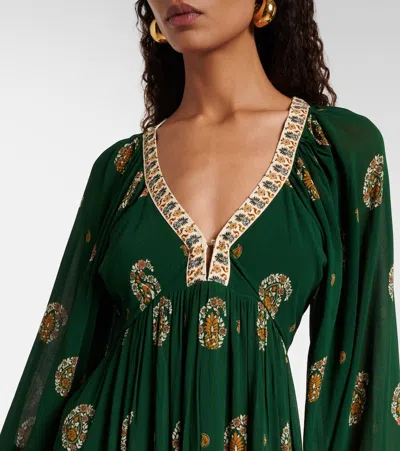 Farm Rio Ayla Green Maxi Dress With All-over Floral Motif In Viscose Woman