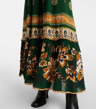 Farm Rio Ayla Green Maxi Dress With All-over Floral Motif In Viscose Woman