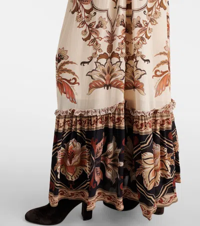 Farm Rio Majestic Garden Ruffled Floral-print Dress In Blue