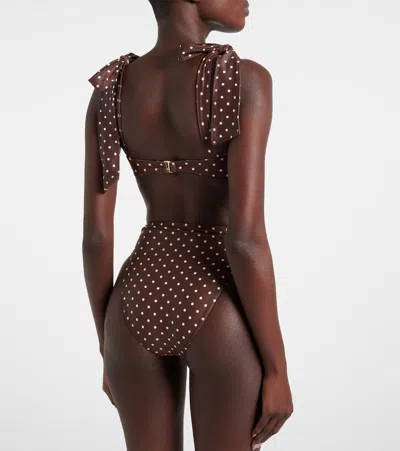 Same Polka-dot High-rise Bikini Bottoms In Brown