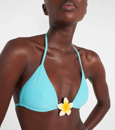 Same Island Embellished Bikini Top In Blue