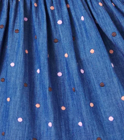 Zimmermann Embroidered Polka-dot Denim Dress In Blue