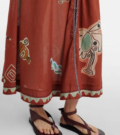 Alemais X Lrnle Tie-fastening Midi Dress In Brown