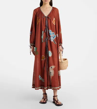 Alemais X Lrnle Tie-fastening Midi Dress In Brown