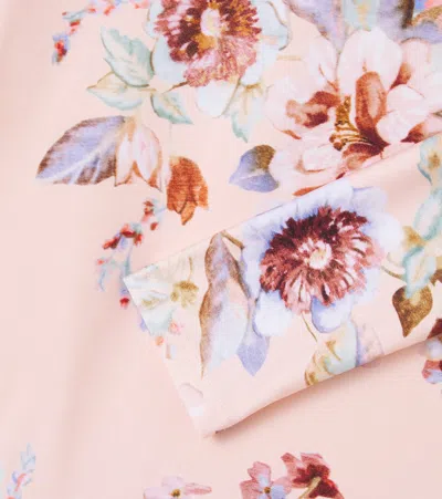 Zimmermann Floral Ruffled Rashguard Swimsuit In Multi