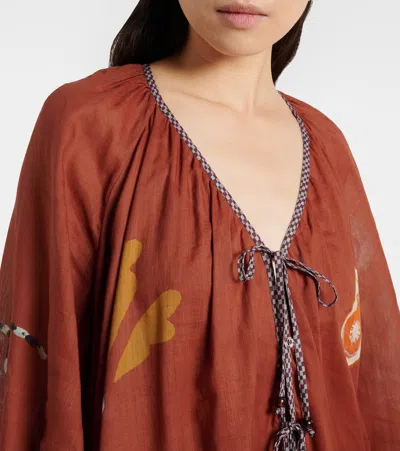 Alemais X Lrnle Tie-fastening Midi Dress In Brown