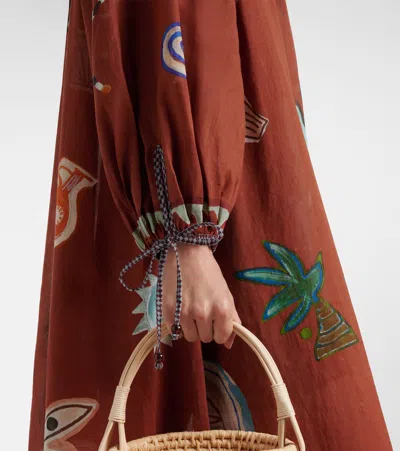 Alemais X Lrnle Tie-fastening Midi Dress In Brown