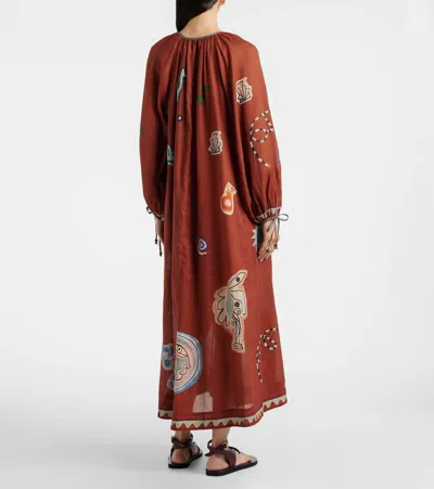 Alemais X Lrnle Tie-fastening Midi Dress In Brown