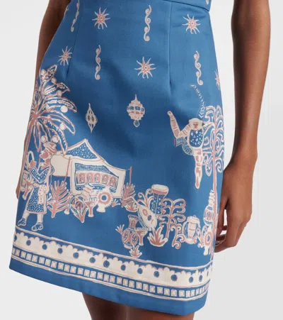 Alemais Acacia Tie-neck Patterned Mini Dress In Blue